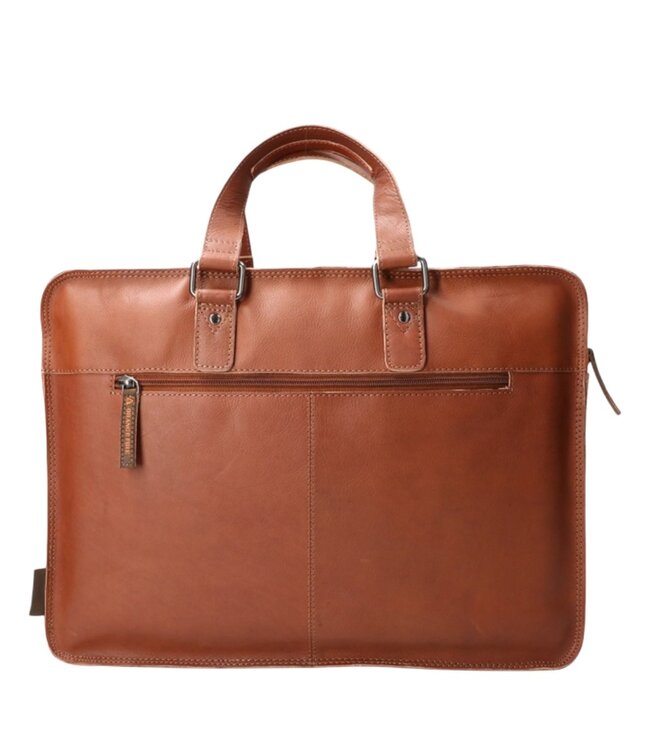 stoere leren werktas / laptoptas 17inch Orange Fire