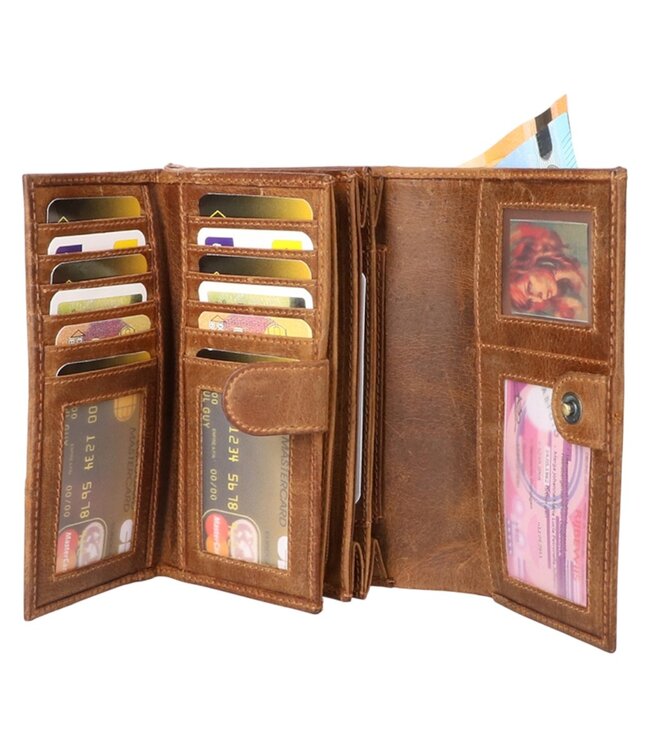 dames portemonnee met overslag buffelleer LeatherDesign