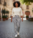 stretch broek recht model "Patti" Delft blauw Sensia