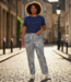 stretch broek recht model "Patti" Delft blauw Sensia