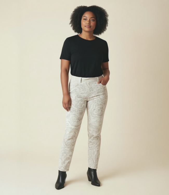 stretch broek recht model "Patti" Delft beige Sensia