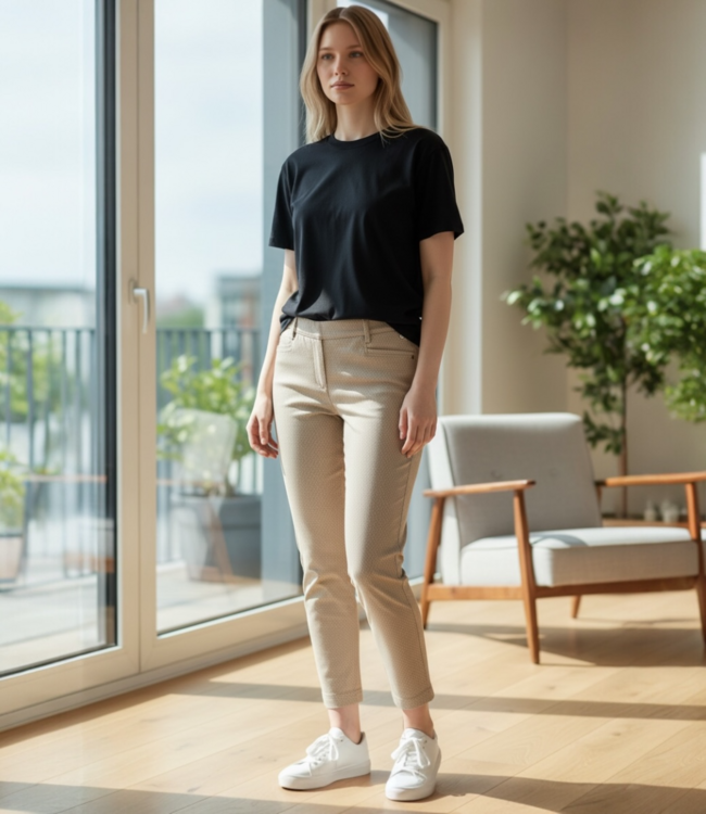 stretch broek 7/8 met print "Pita" Almond Sensia - enkellengte