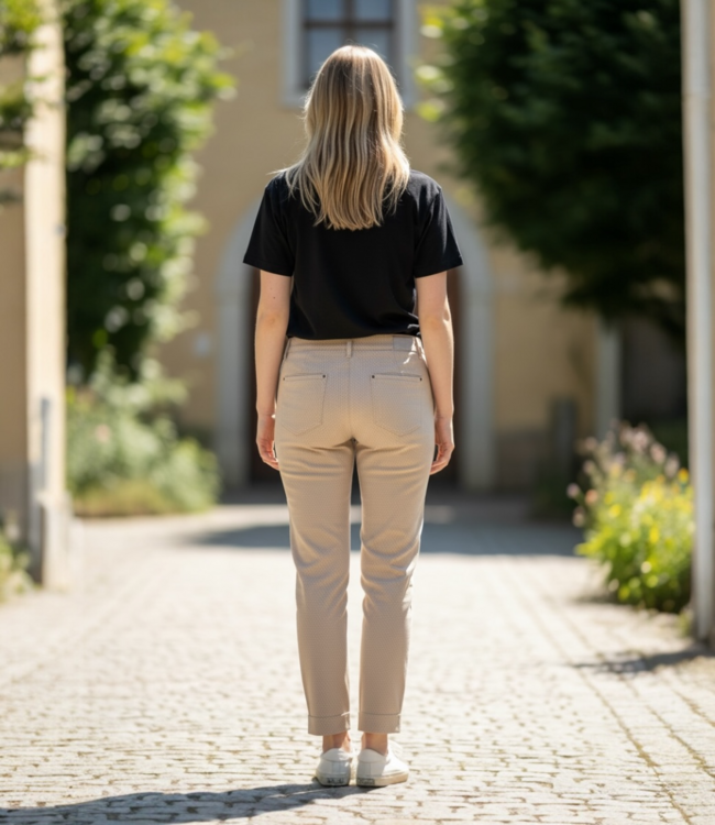 stretch broek 7/8 met print "Pita" Almond Sensia - enkellengte