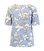 dames t-shirt met grote bloemen print blauw Jensen