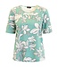 dames t-shirt met grote bloemen print groen Jensen