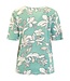 dames t-shirt met grote bloemen print groen Jensen