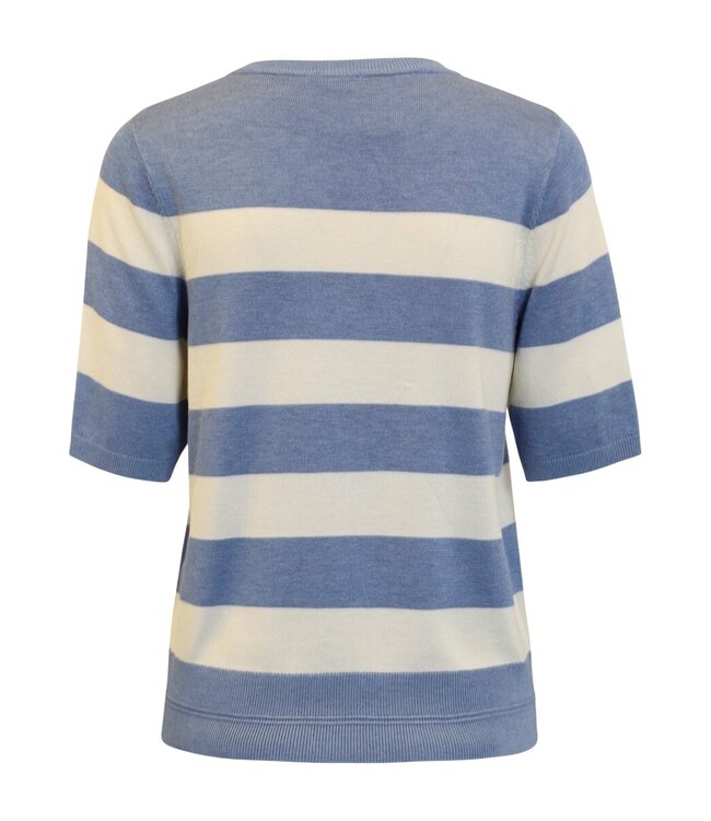 gestreepte dames pullover korte mouw blauw Jensen
