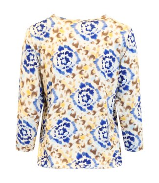 Signature dames blouson shirt elastiek "Tie-Die" marine- geel Signature