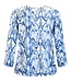 dames blouson shirt elastiek "hearts" blauw Signature