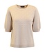 gebreide dames trui korte mouw en nopjes beige Brandtex