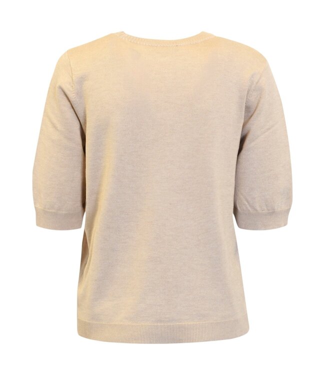 gebreide dames trui korte mouw en nopjes beige Brandtex