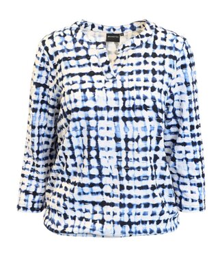 Brandtex. blouson shirt elastiek met print dames 100% katoen blauw Brandtex