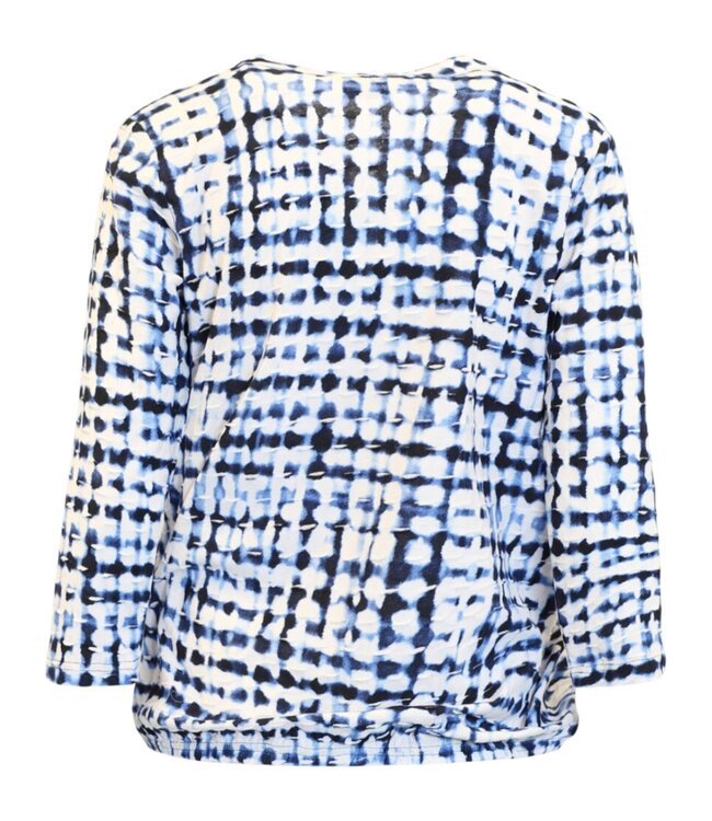 blouson shirt elastiek met print dames 100% katoen blauw Brandtex 220231-3626