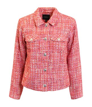 Brandtex. chique dames jasje met drukknopen gemêleerd roze Brandtex