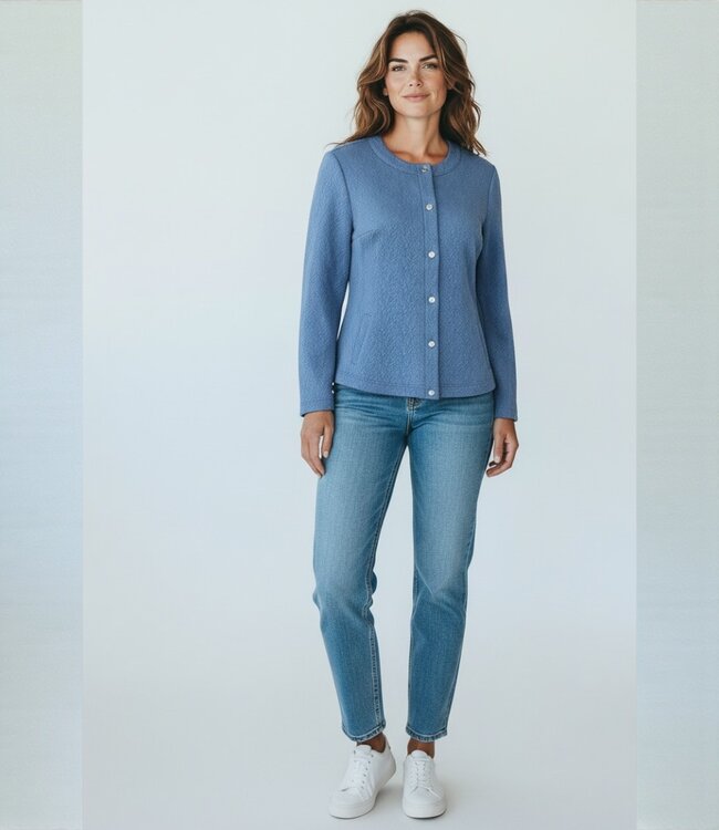 chique dames jasje met drukknopen "Risana" blauw Sensia