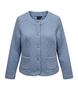 Brandtex. chique dames jasje met knopen en ronde hals blauw Brandtex