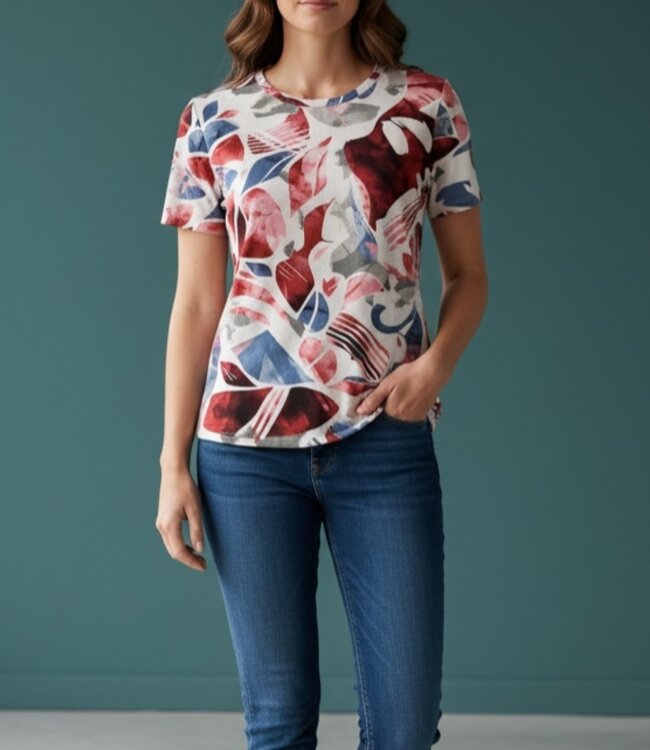 dames t- shirt fantasy print rood Marinello