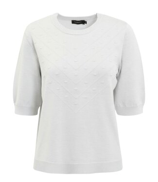 Brandtex. gebreide dames trui korte mouw en nopjes wolwit Brandtex