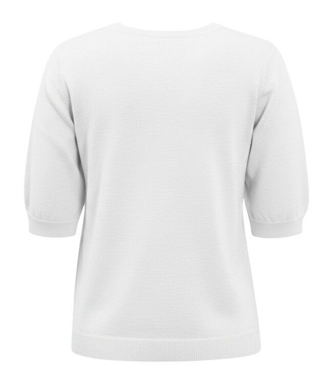 gebreide dames trui korte mouw en nopjes wolwit Brandtex