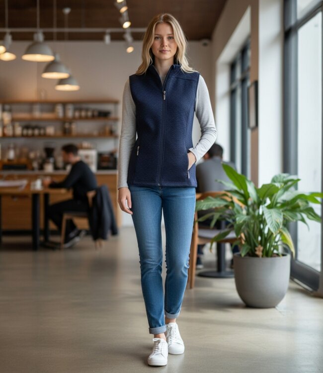 dames gilet met ritssluiting marine Brandtex