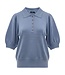 gebreide dames polo pullover met knopen blauw Jensen
