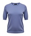 gebreide dames trui korte mouw en nopjes blauw Brandtex