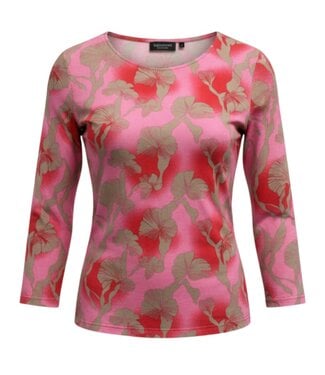 Signature dames blouson shirt elastiek "China- Flower" rood Signature