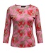dames blouson shirt elastiek "China- Flower" rood Signature