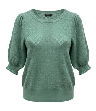 Jensen Denmark gebreide pullover met korte mouw groen Jensen