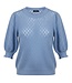 gebreide pullover met korte mouw blauw Jensen