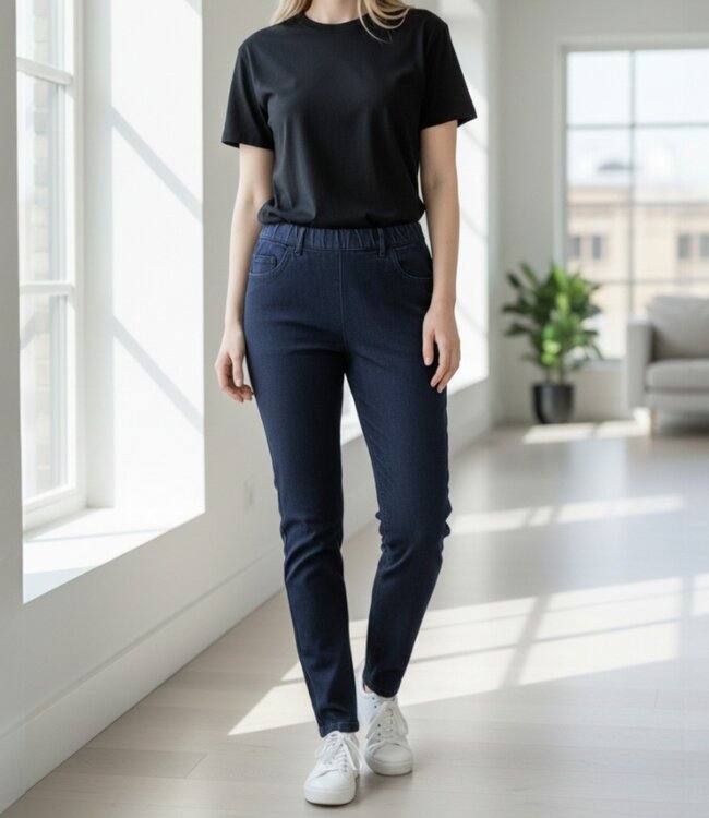 dames spijkerbroek "Sofie" met elastische tailleband marine Brandtex