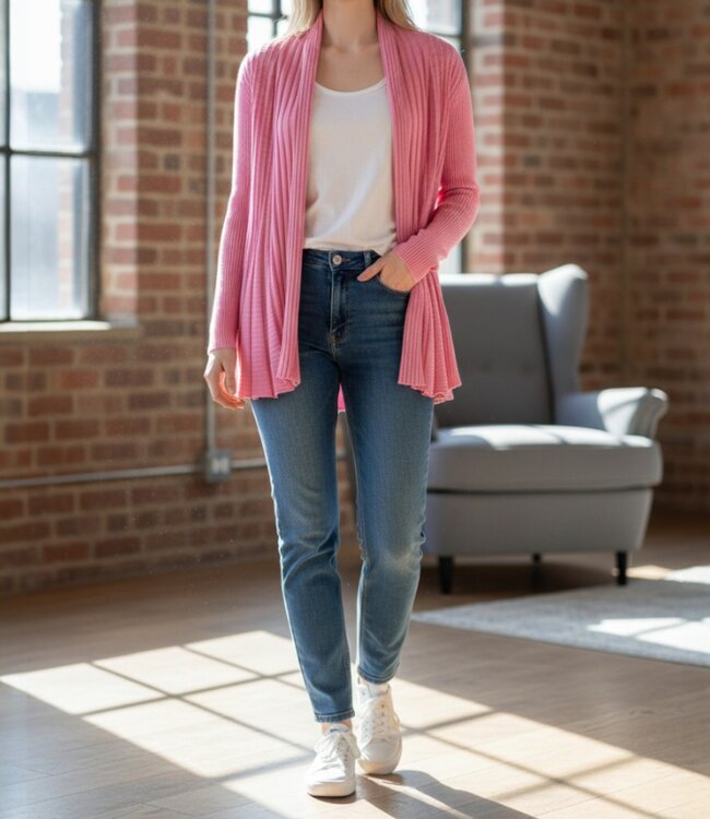 open dames vest plissé "Claudisse" roze FreeQuent