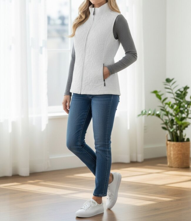 dames gilet- vest met ritssluiting wolwit Signature