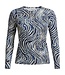 dames blouson shirt cirkelpatroon blauw (geruwd) lange mouw