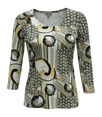 Marinello dames t- shirt Retro- print bruin Marinello (3/4 mouwlengte)