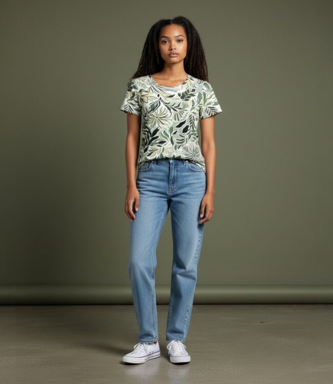 dames t- shirt varenprint sage- groen Gabriella K.