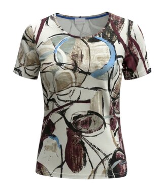 Gabriella K. dames t- shirt abstract offwhite- aubergine Gabriella K.