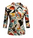 dames polo fantasyprint aqua- oranje Marinello (3/4 mouwlengte)