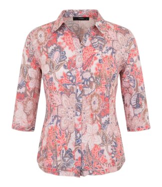 Navigazione dames blouse met knopen krinkelstof paisley print 3/4 mouw Navigazione