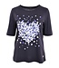 dames t- shirt effen met bloemetjes opdruk marine Navigazione