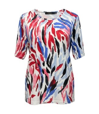 Navigazione dames t- shirt paint- print blauw- rood Navigazione