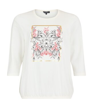 Sunday dames blouson shirt elastiek effen met opdruk Sunday