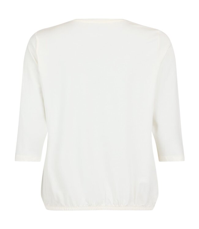 dames blouson shirt elastiek effen met opdruk Sunday