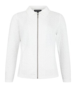 Sunday dames vest jasje met rits en structuur wolwit Sunday