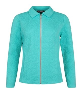 Sunday dames vest jasje met rits en structuur aqua Sunday