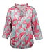 dames blouson shirt retro print roezel kraag roze
