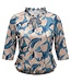 dames blouson shirt retro print roezel kraag blauw
