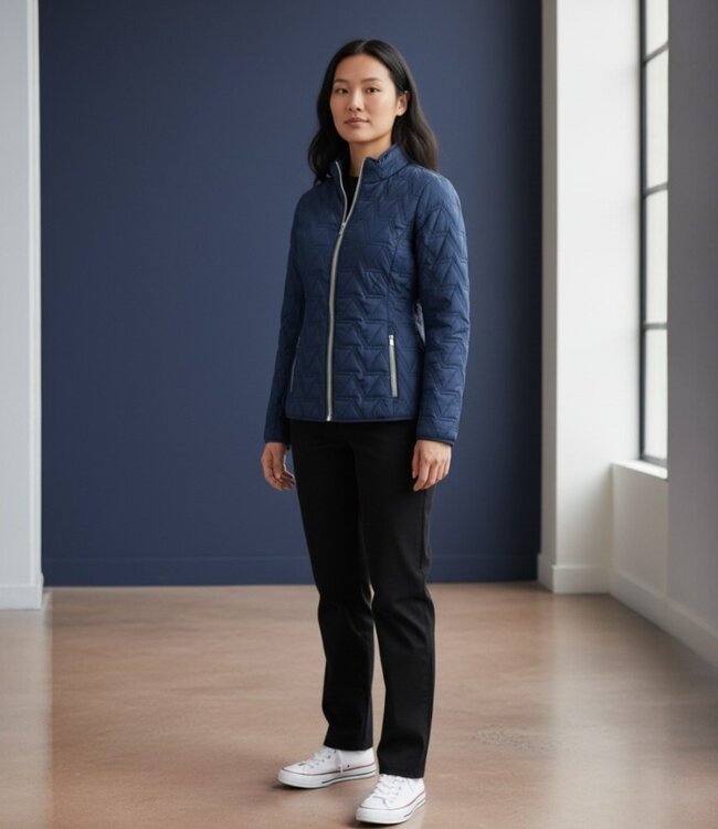 zomer jas dames doorgestikt patroon marine Brandtex