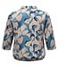 dames blouson shirt retro print roezel kraag blauw