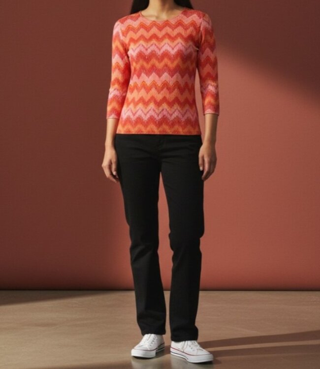 dames blouson shirt zigzag print roze Signature